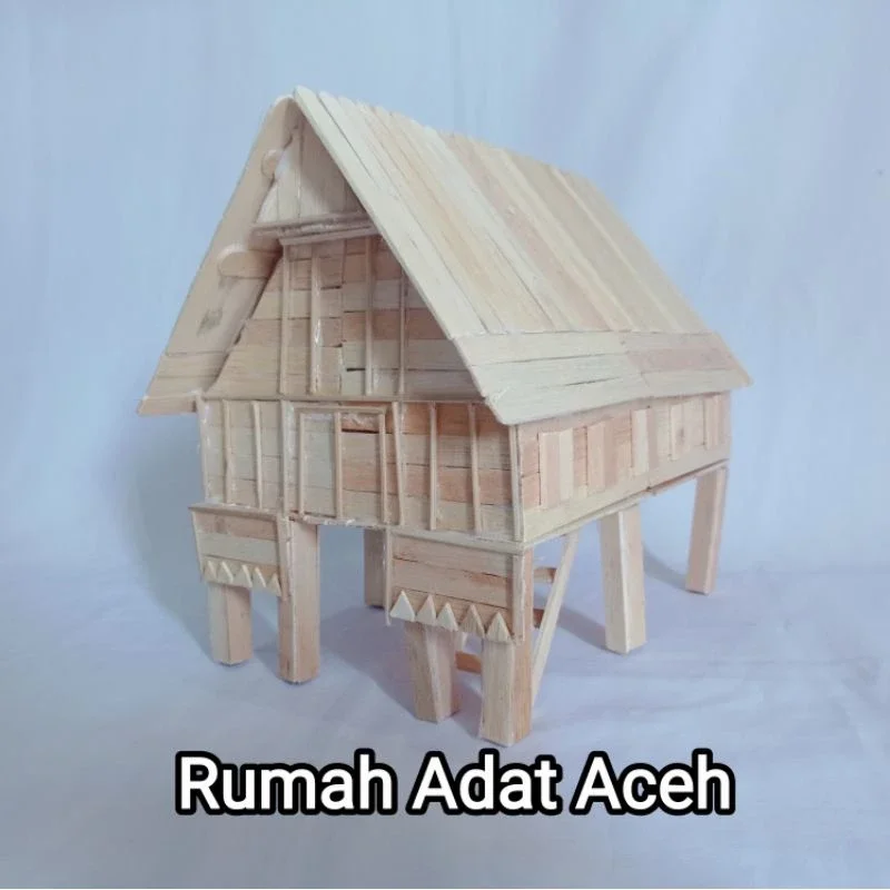 Miniatur Rumah Adat Rumah Aceh Dari Stik Es Krim Lazada Indonesia