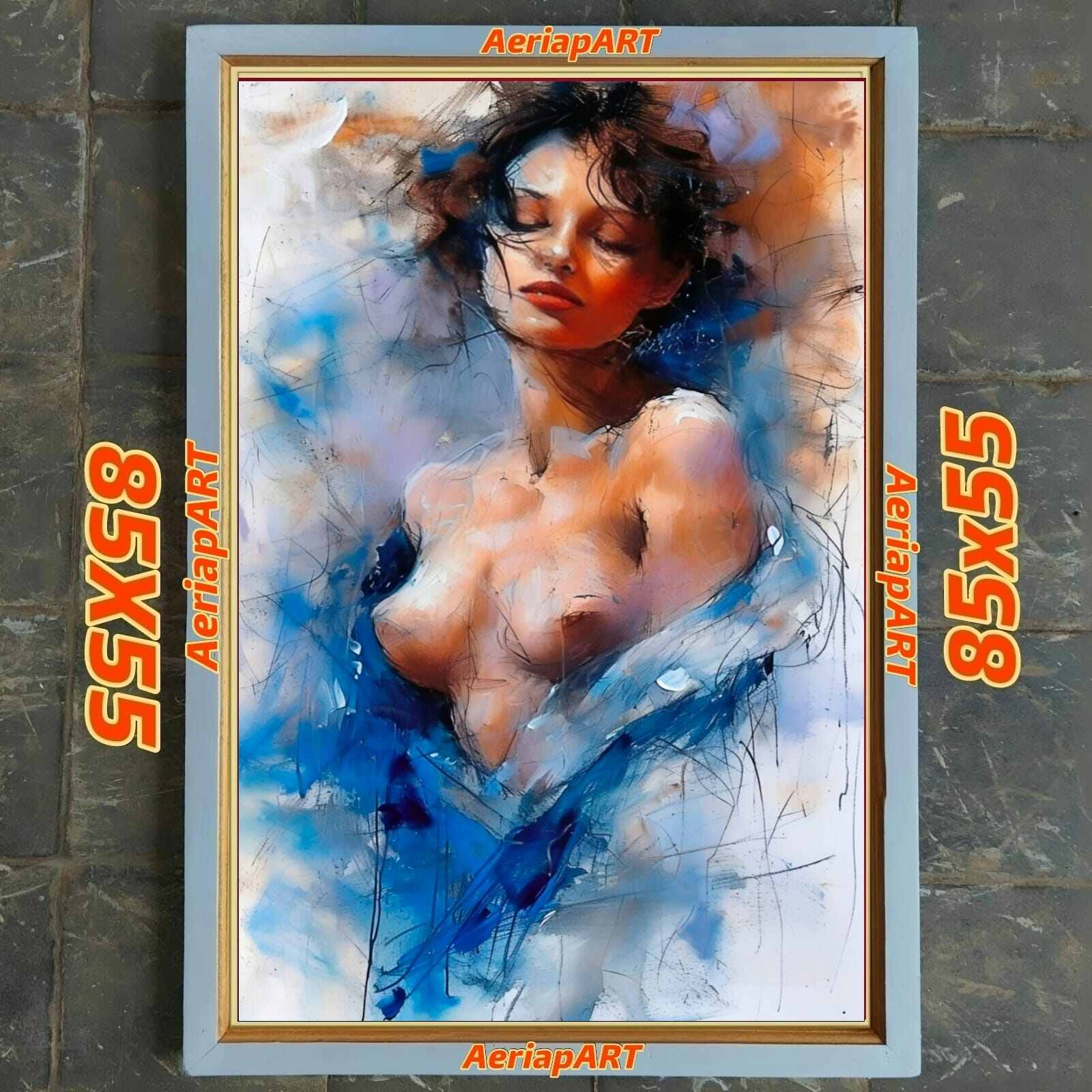 hiasan dinding lukisan cetak digital printing wanita abstrak plus figura ukuran 85*55