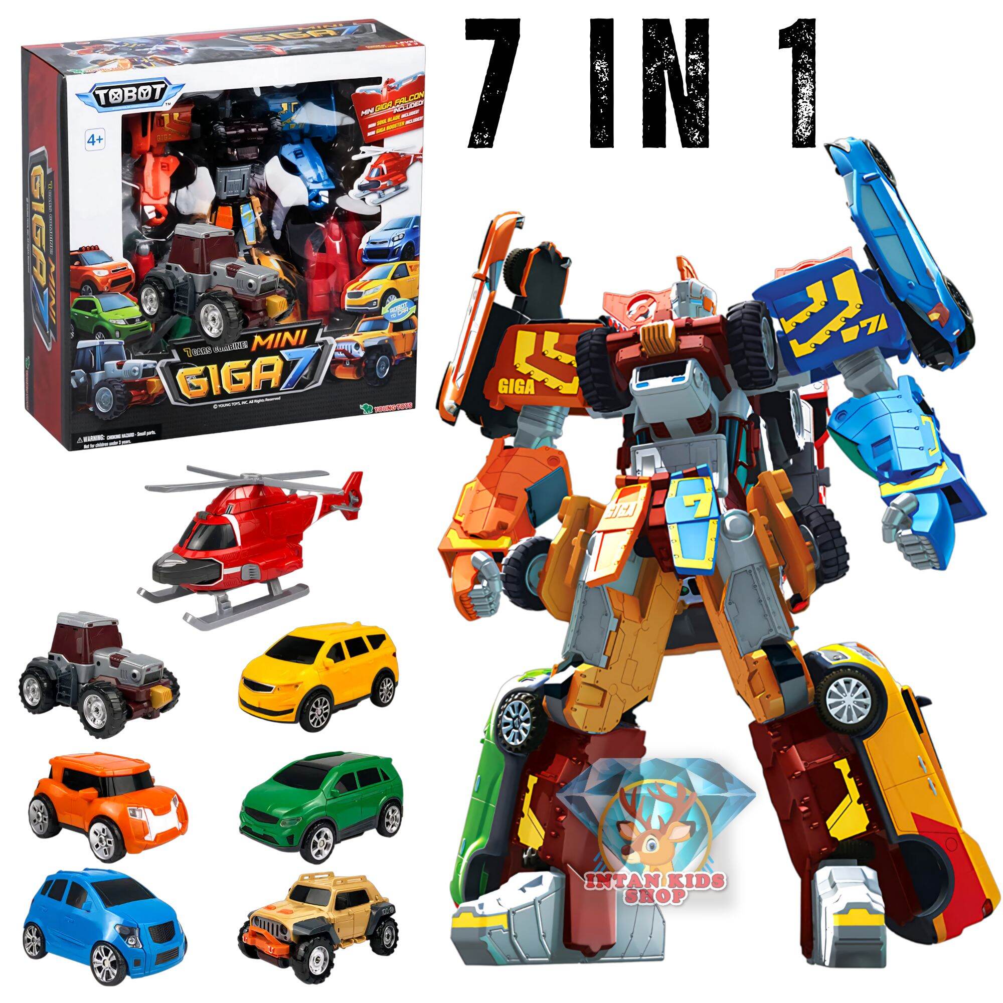 Mainan Anak Robot Gabungan 7 Cars Combine Mini Giga 7 Tobot 339-7c