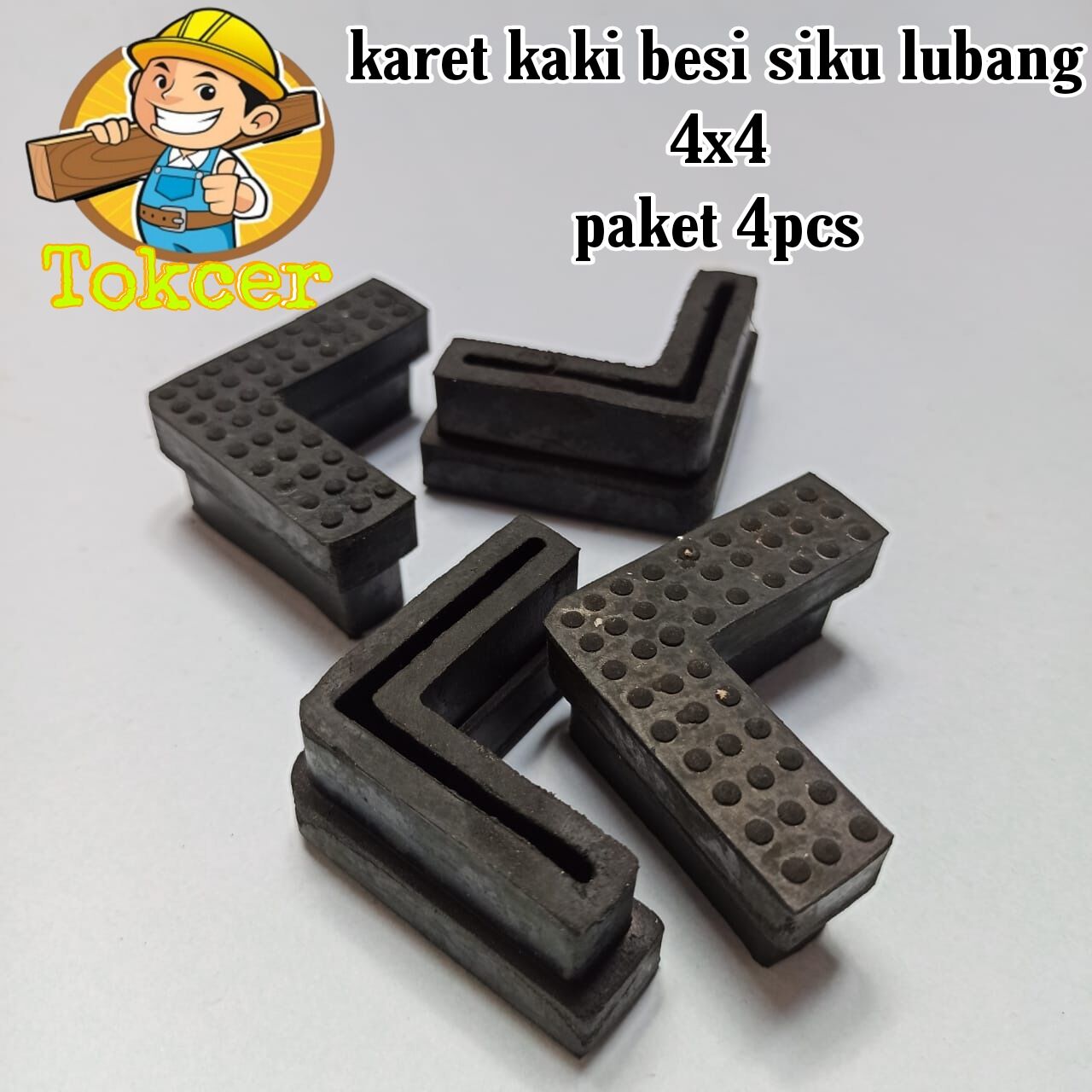 karet kaki besi siku rak lubang 4x4 paket 4pcs | Lazada Indonesia