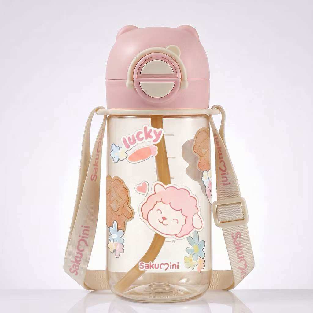 SAKUMINI Botol Minum Anak PPSU 500ml Anti Tumpah Tali Strap Water Bottle BPA Free