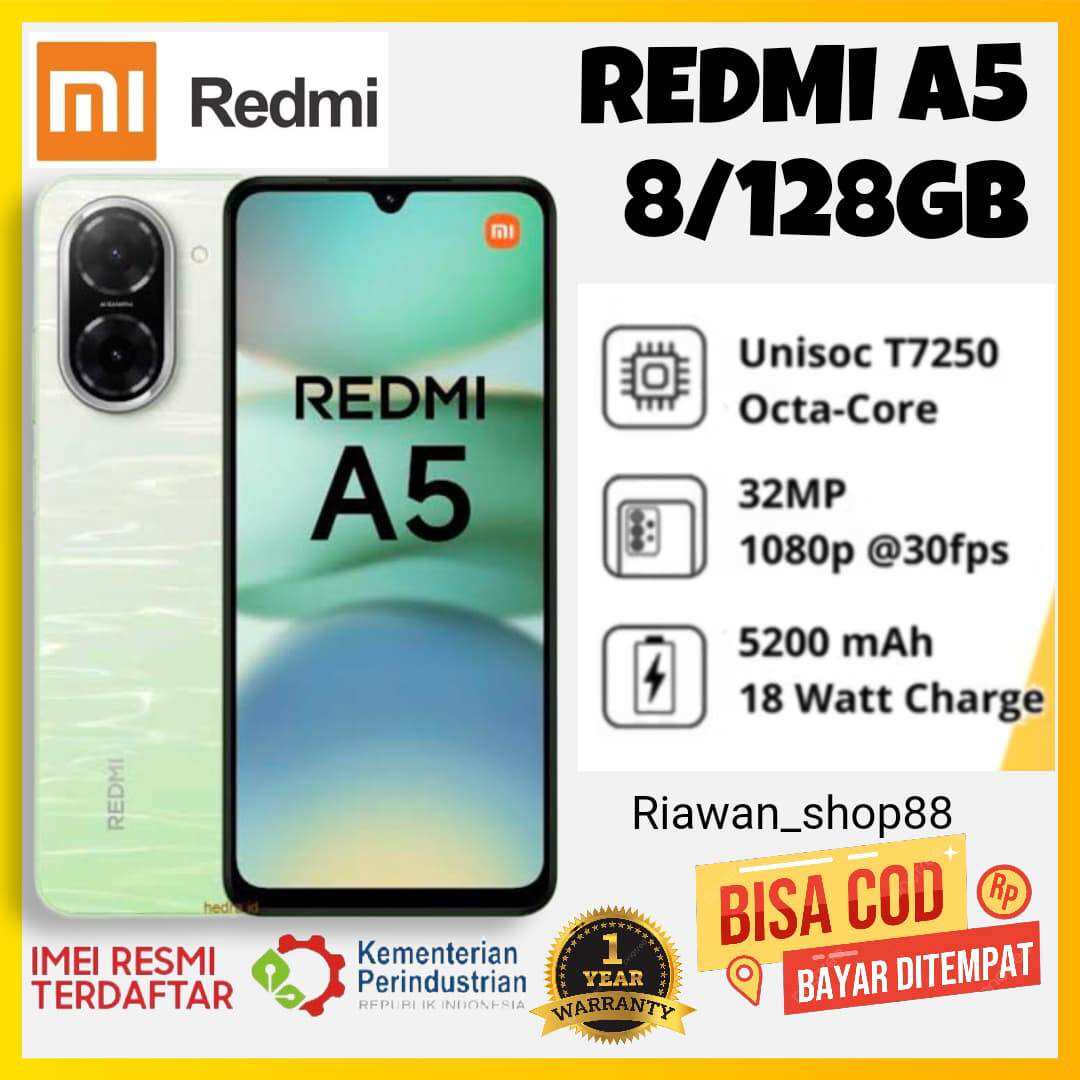 Redmi A5 RAM 8 + 128 GB camera 32mp, unisog t7250, 5200mAh, registered in Ministry official warranty 1 year Giá 1,275,000 Đồng*Miễn phí vận chuyển