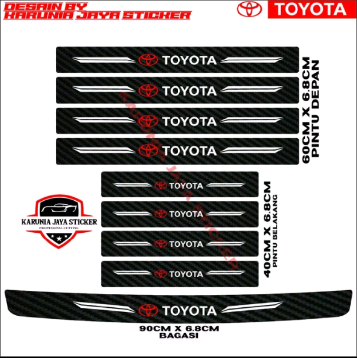 9 pcs stiker carbon mobil Toyota cutting sticker pelindung bawah pintu mobil dari pijakan kaki Harga 70,000 rupiah*Gratis Ongkir