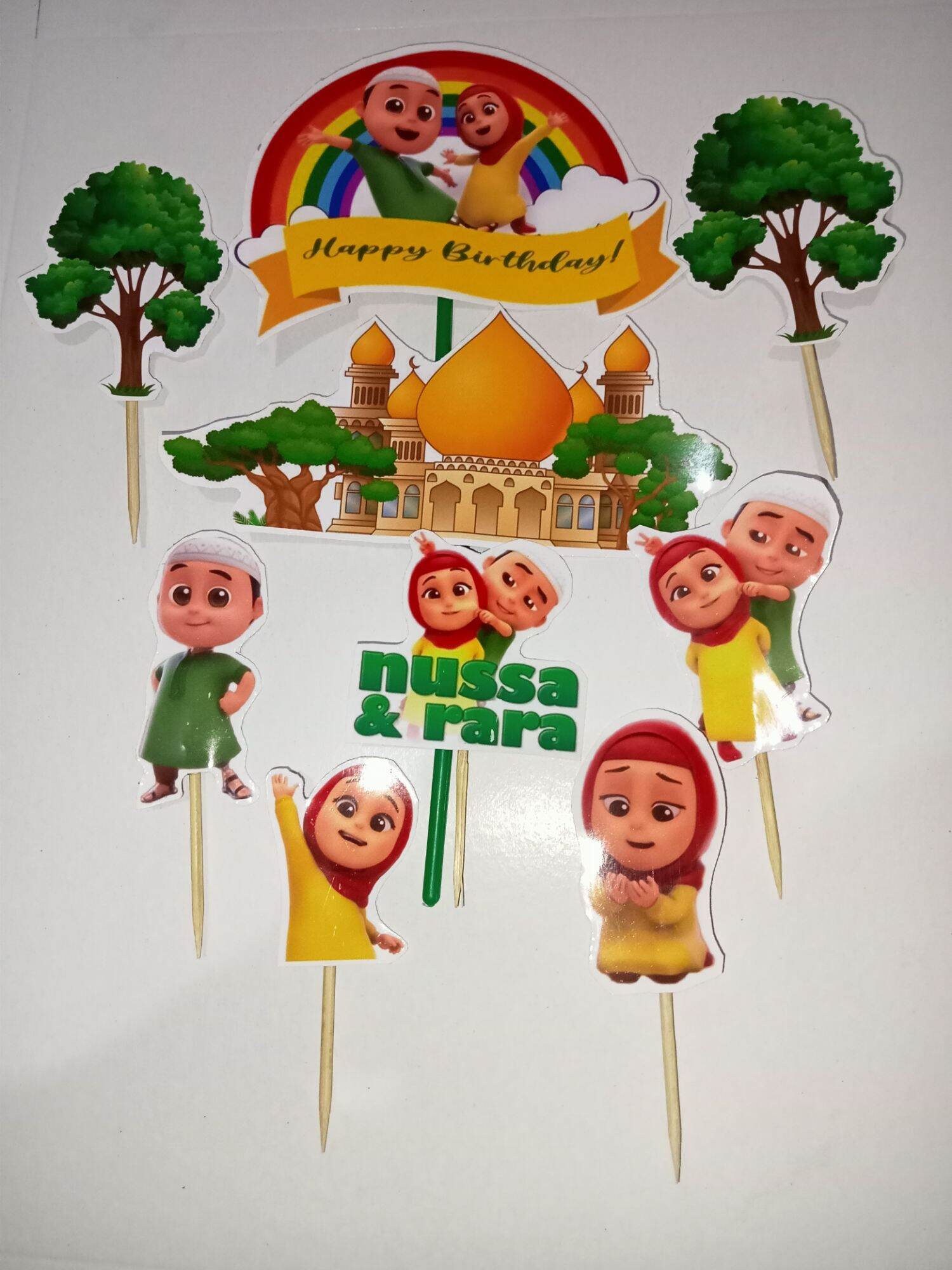 Topper kue tema Nusa Rara 1 set isi 9 PC karakter Nusa Rara gambar real
