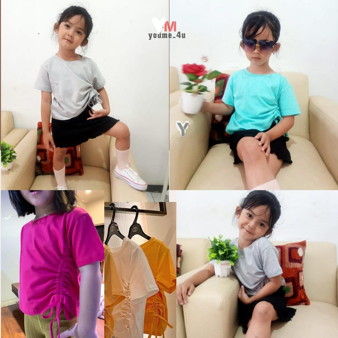 Kaos Anak Perempuan Korean Style / Kaos Crop Anak 2-7 Tahun