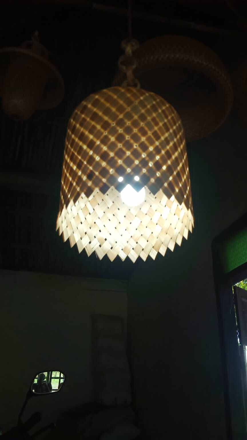 maktabah 89 / kap lampu tabung / anyaman bambu lebar / lampion