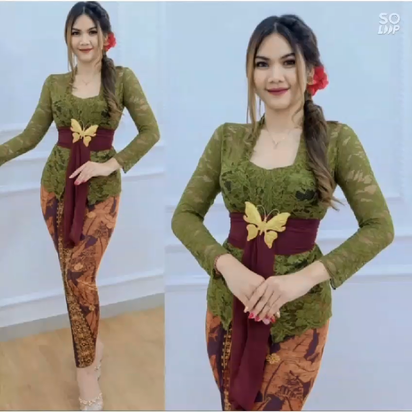Baju kebaya kutu baru lengan bali bahan brokat