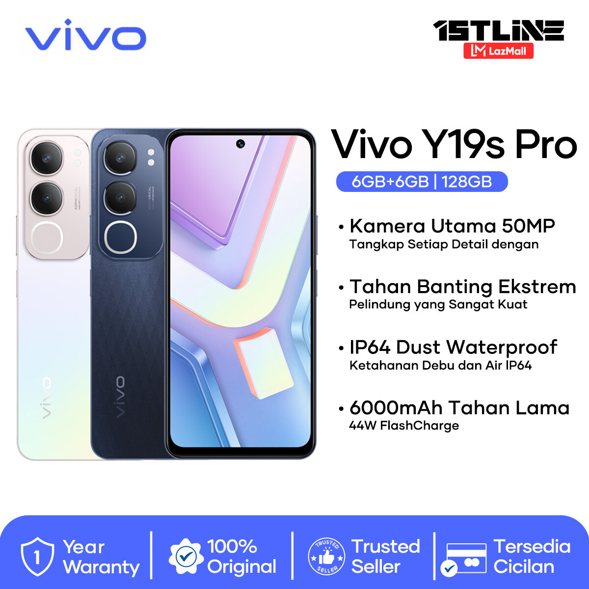 [Original Vivo Hp] Vivo Y19S Pro (4+64Gb)(4+128Gb)(6+128Gb) Official 1 Year Warranty, Cod Available Giá 1,599,000 Đồng*Miễn phí vận chuyển