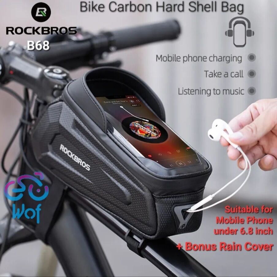 ROCKBROS B68 Tas Frame Sepeda Hard Shell MTB Road Bike Bicycle Frame  Bag Frame B-68 Rain Cover Bag Water Repellent Touch Screen BicycleBag Top 