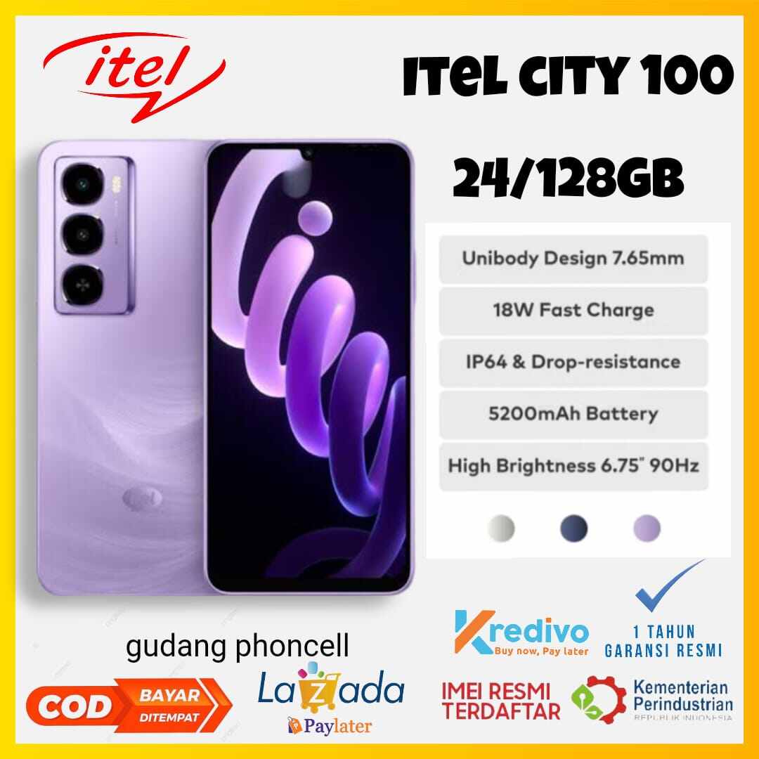 Infinix Itel City 100 Ram 24+128 Gb Fast Charging 18W (Gaming Processor) Replacement for P65 Battery 5200 Mah 1 Year Warranty Harga 1,125,000 rupiah*Gratis Ongkir