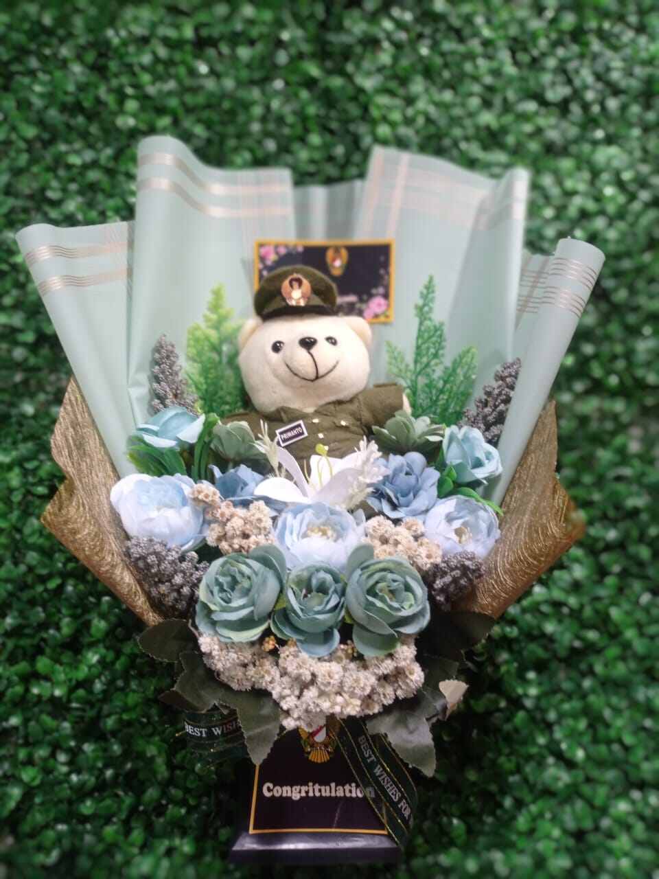 Buket boneka profesi TNI AD ,Buket wisuda menawan