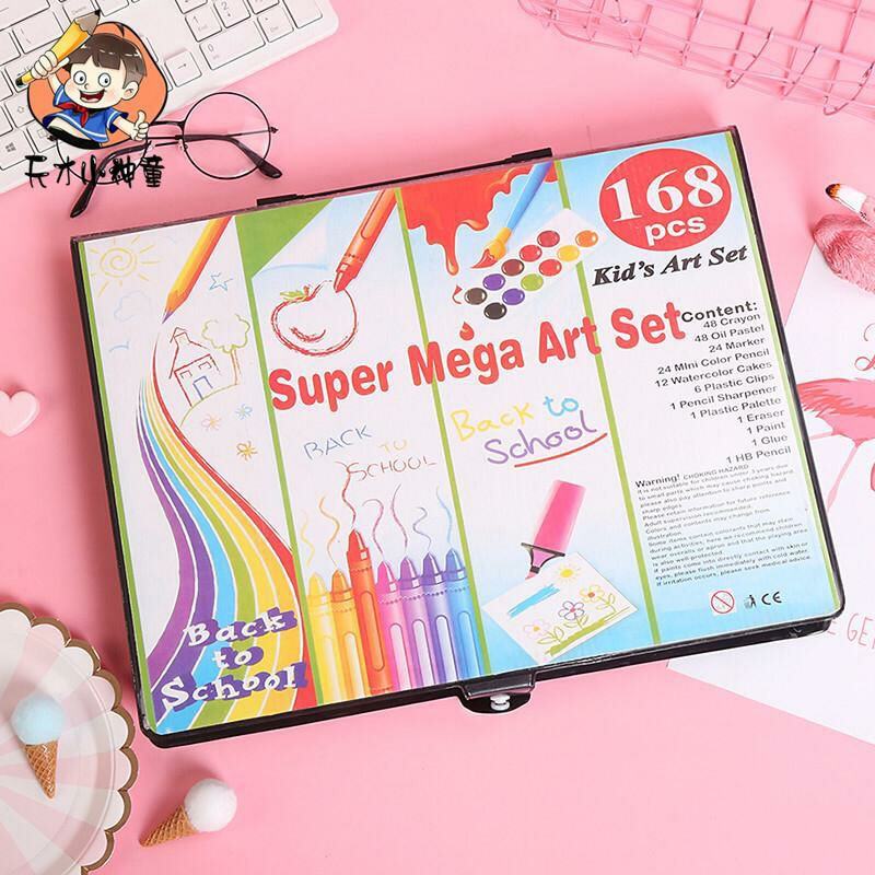 MM - art set crayon 168pcs pensil warna super Mega art set anak anak  lukisan stationery melukis / crayon Art set isi 168 pcs spidol crayon /  pensil set menggambar