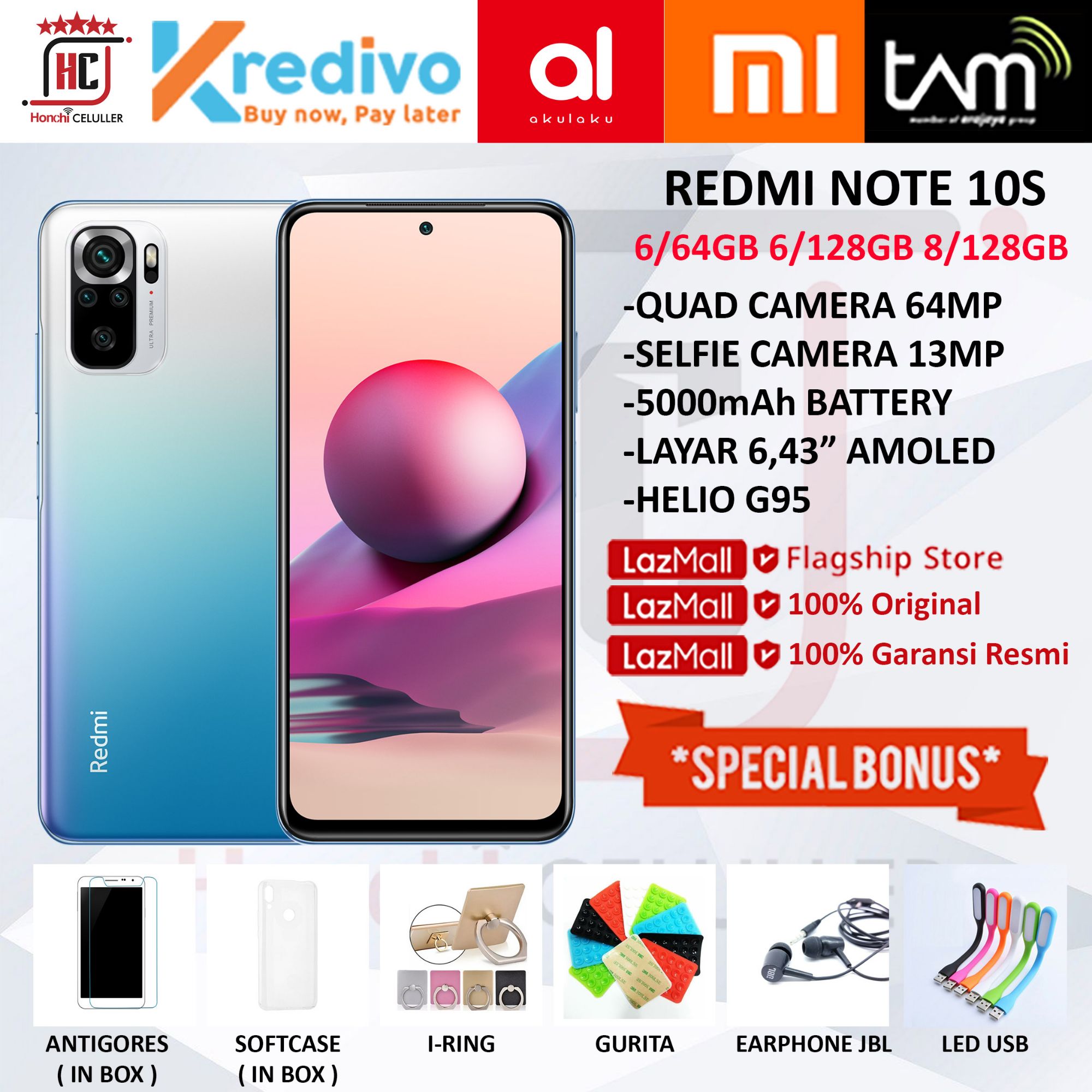 REDMI NOTE 10S 8/128GB 6/64GB GARANSI RESMI XIAOMI INDONESIA TAM Harga  2,820,000 rupiah*Gratis Ongkir