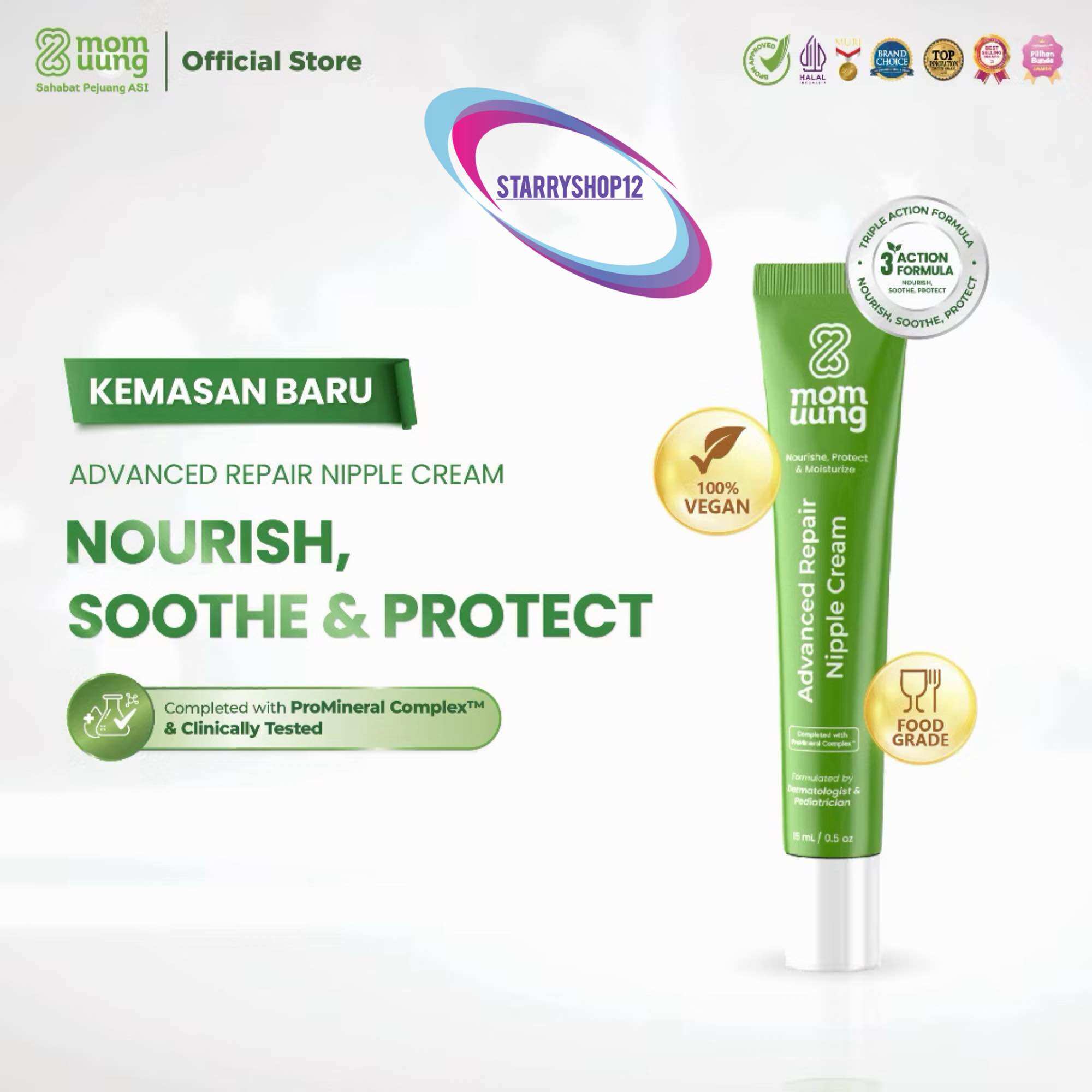 MOM UUNG NIPPLE CREAM Advanced krim puting lecet food grade momuung mom uung nipple cream MOMUUNG