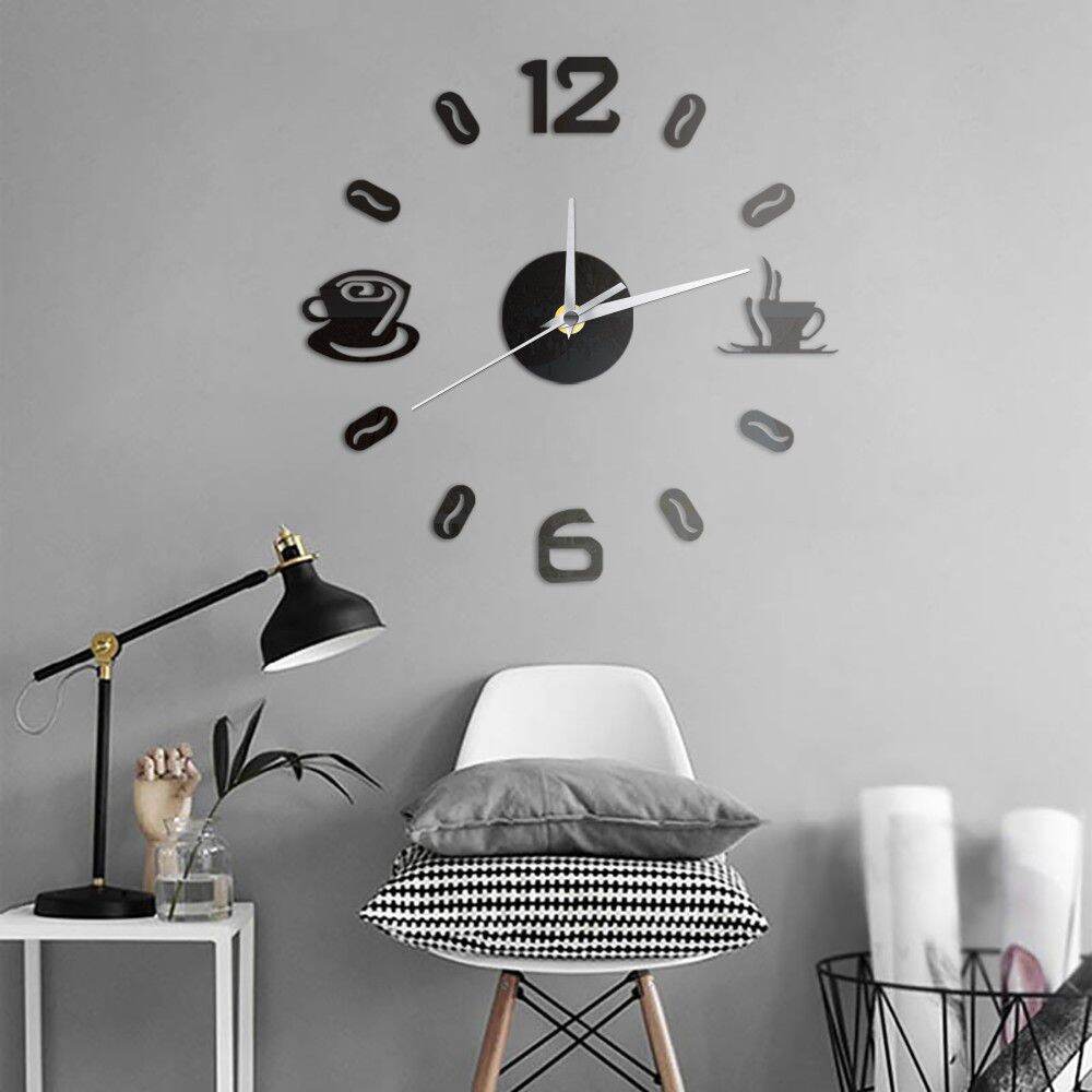 Jam Dinding Diy Giant Wall Clock Quartz Creative Design Jam Dinding Cafe Lazada Indonesia