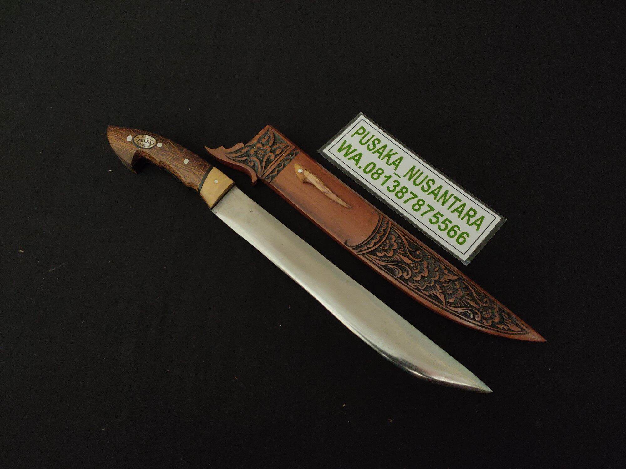 Pusaka Nusantara Golok pemotong hewan kurban bahan baja per fulltang motif ukiran