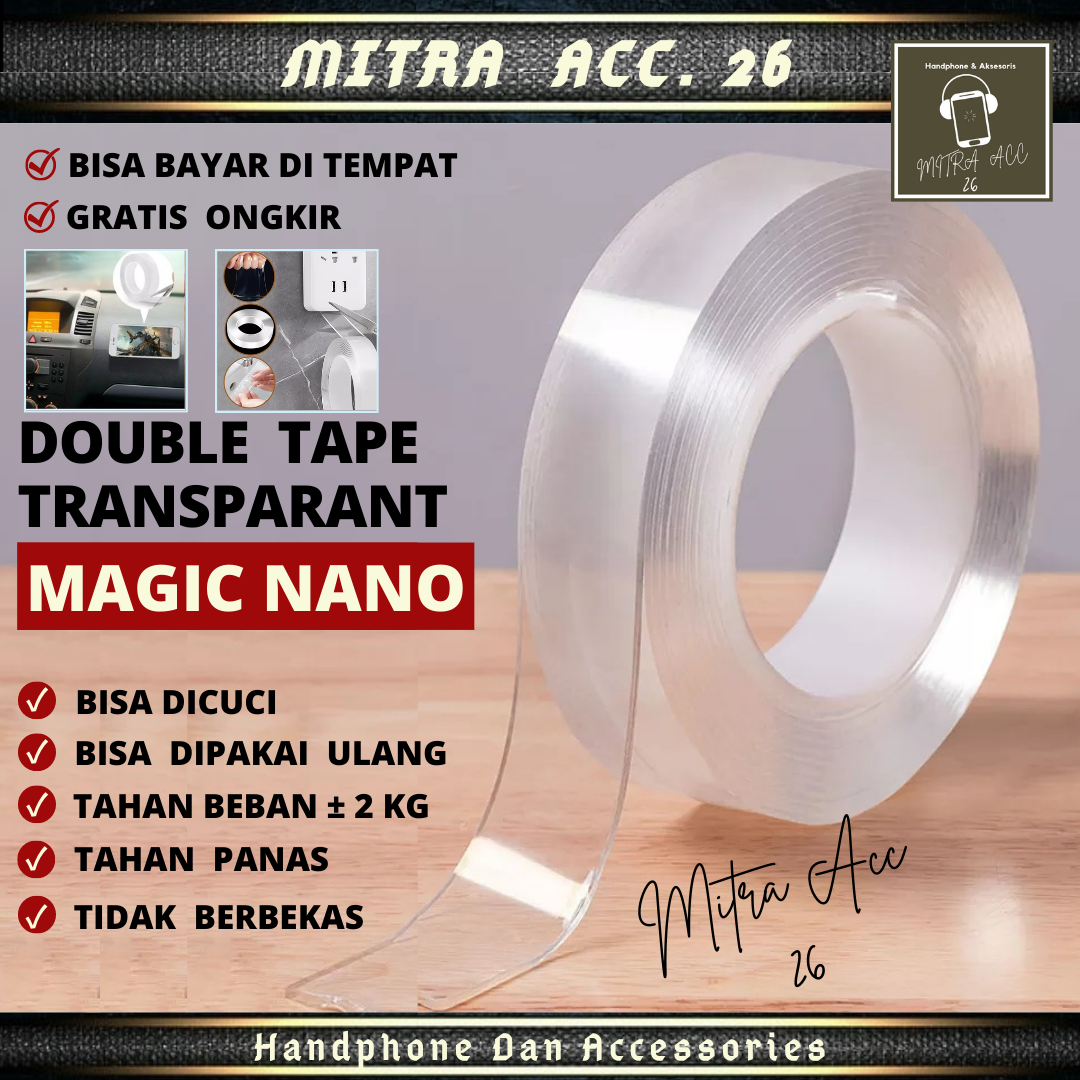 Lem Double Doble Tape Nano Tape Lakban Selotip Isolasi Tempelan 