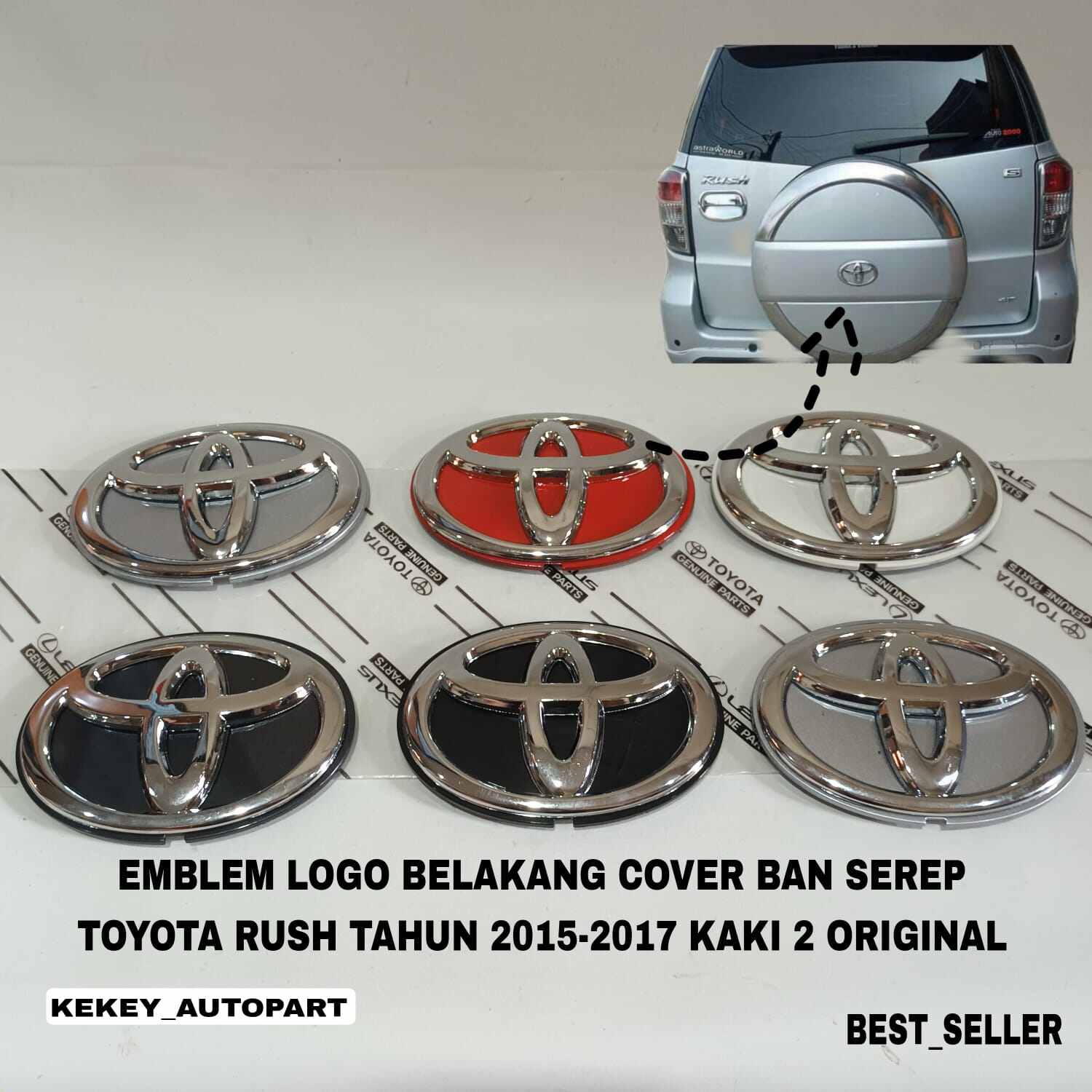Emblem Logo Rear Cover Spare Tire Cover for Toyota Rush 2015-2017 Original Harga 50,000 rupiah*Gratis Ongkir