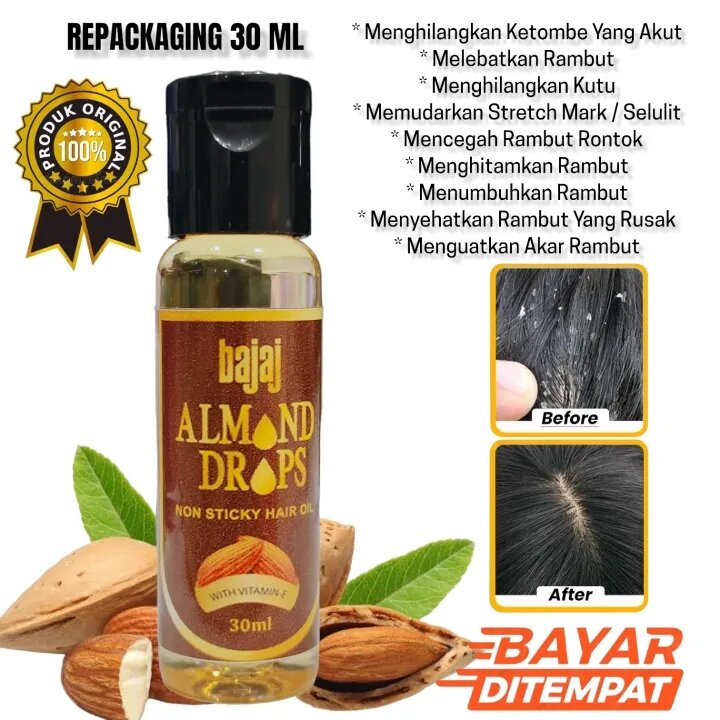 BAJAJ ALMOND OIL 30ml MINYAK RAMBUT HERBAL 100 ML UNTUK PENYUBUR