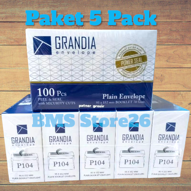 Package 5 Pack - Grandia 104 Envelopes - White Envelopes - Invitation Envelopes - 1 Pack Contains 100 Pcs Harga  58,850 rupiah*Gratis Ongkir