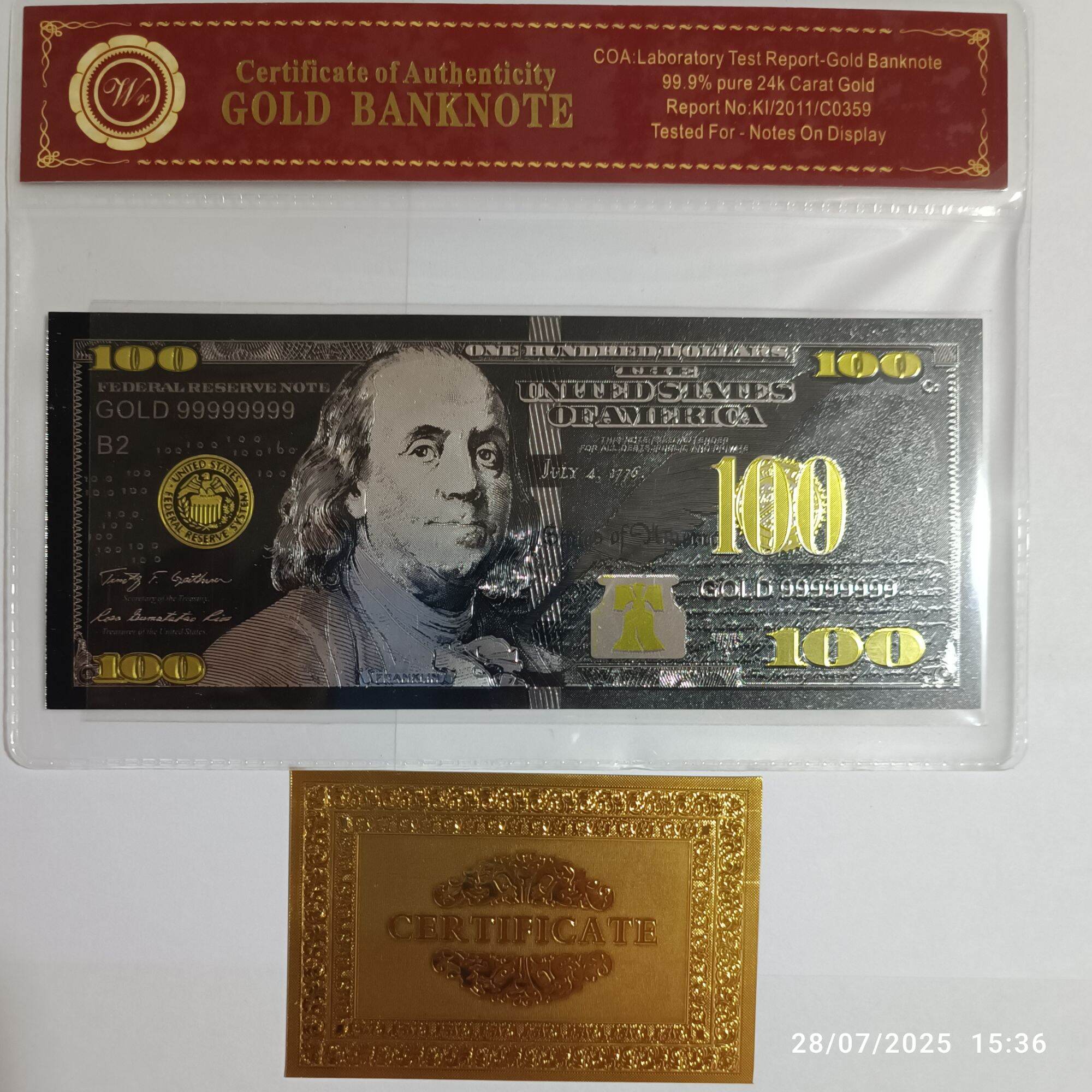 Beli Uang 100 Dollar Gold Foil Online Harga Terbaik | Lazada Indonesia