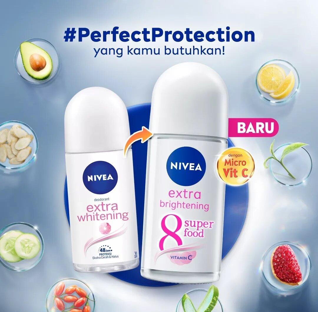NIVEA Deodorant Extra Brightening Roll On - 50ml & 25ml. 