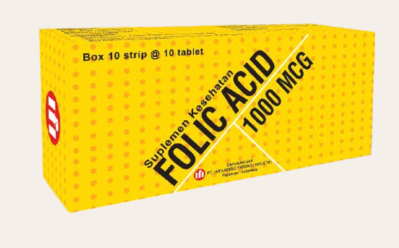 Folic Acid 1000 Mcg Box 100 Tablet