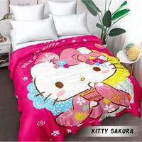 Selimut Internal Hello Kitty UK 160x200 - Motif Kitty & Daniel - Warna Merah Muda - Berbahan Hangat - Cocok untuk Tempat Tidur