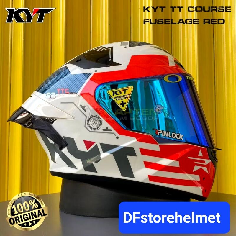 Helm Full Face KYT TT Course Fuselage Red Paket Ganteng Original Harga 1,364,980 rupiah*Gratis Ongkir