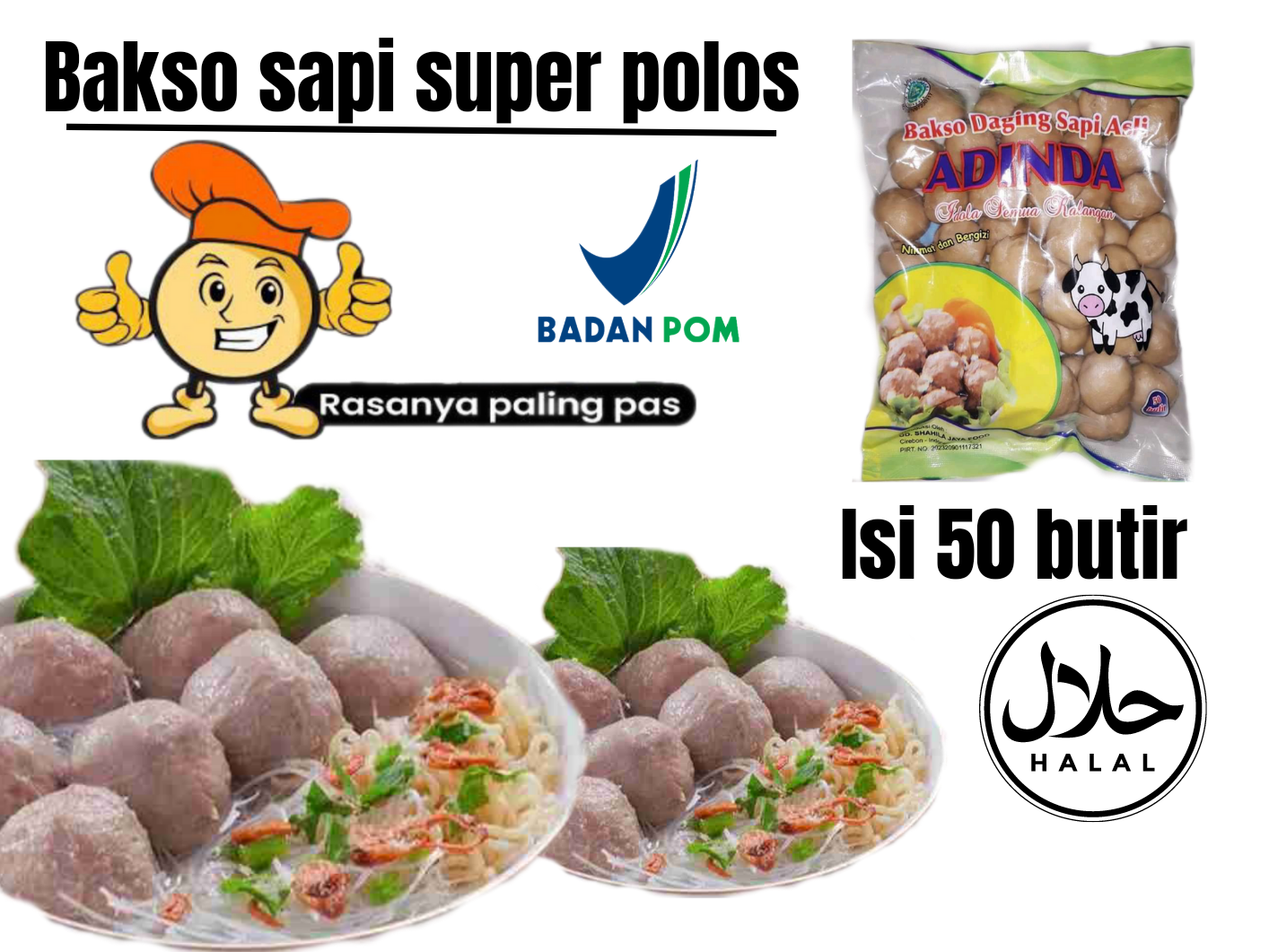 Bakso Urat Premium Daging Sapi Alsi Dengan Kombinasi Daging Ayam Isi 50