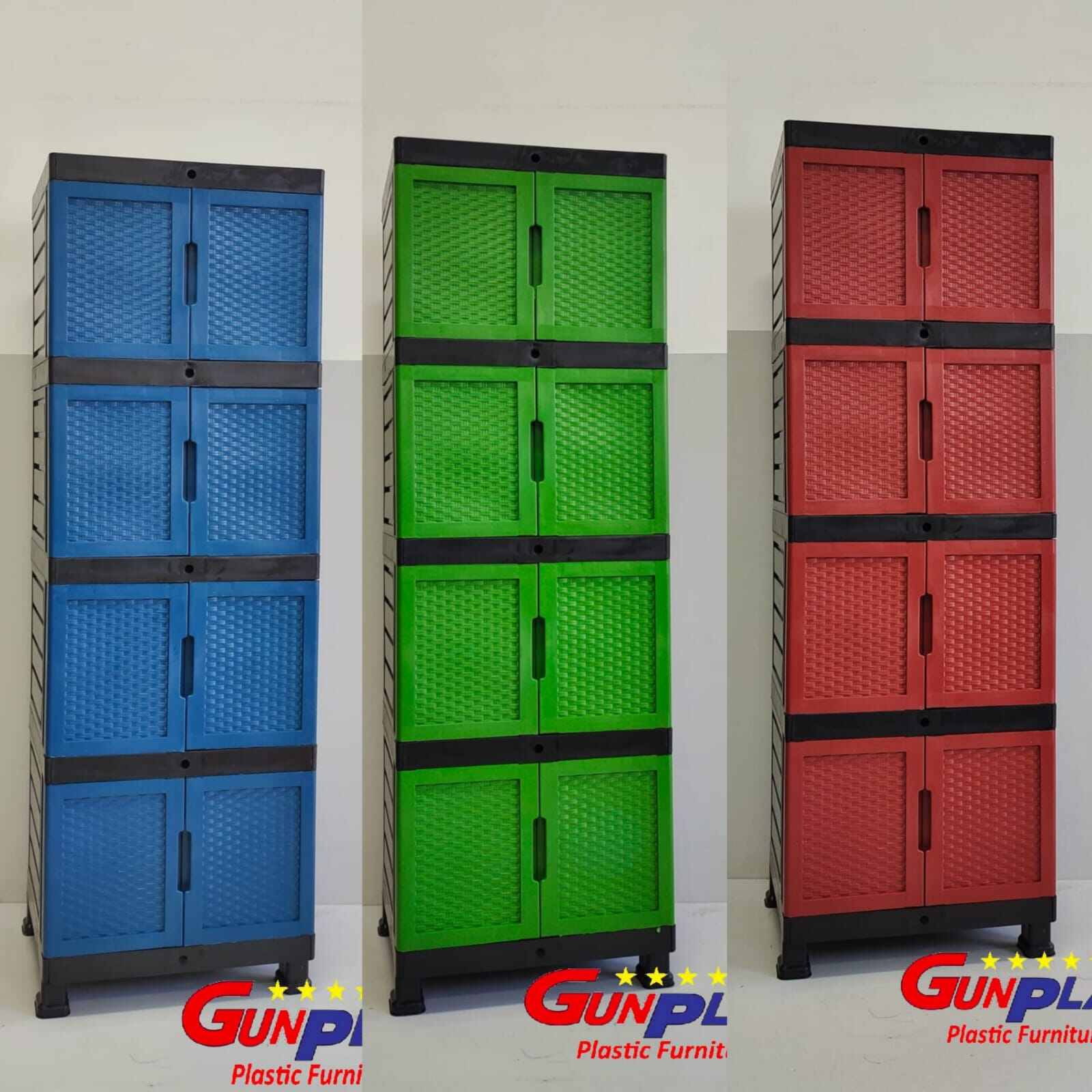 Lemari 4 Susun Rotan Polos Gunplast - Lemari Plastik 4 Susun | Lazada