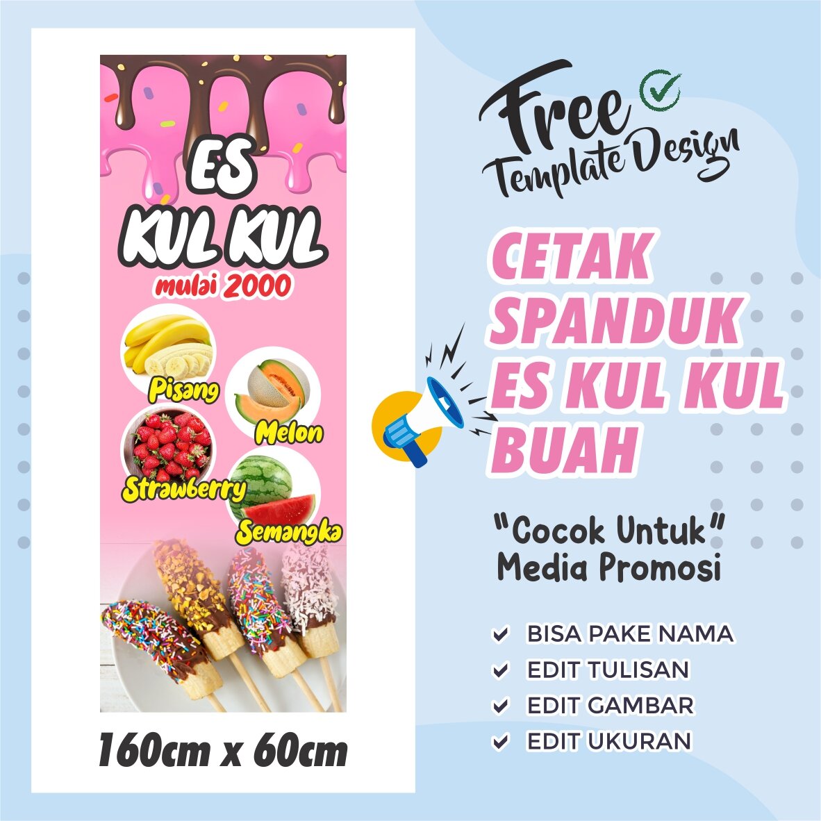 Banner Spanduk Es Kul Kul 160 X 60 Cm Bisa Di Edit V6 Lazada Indonesia