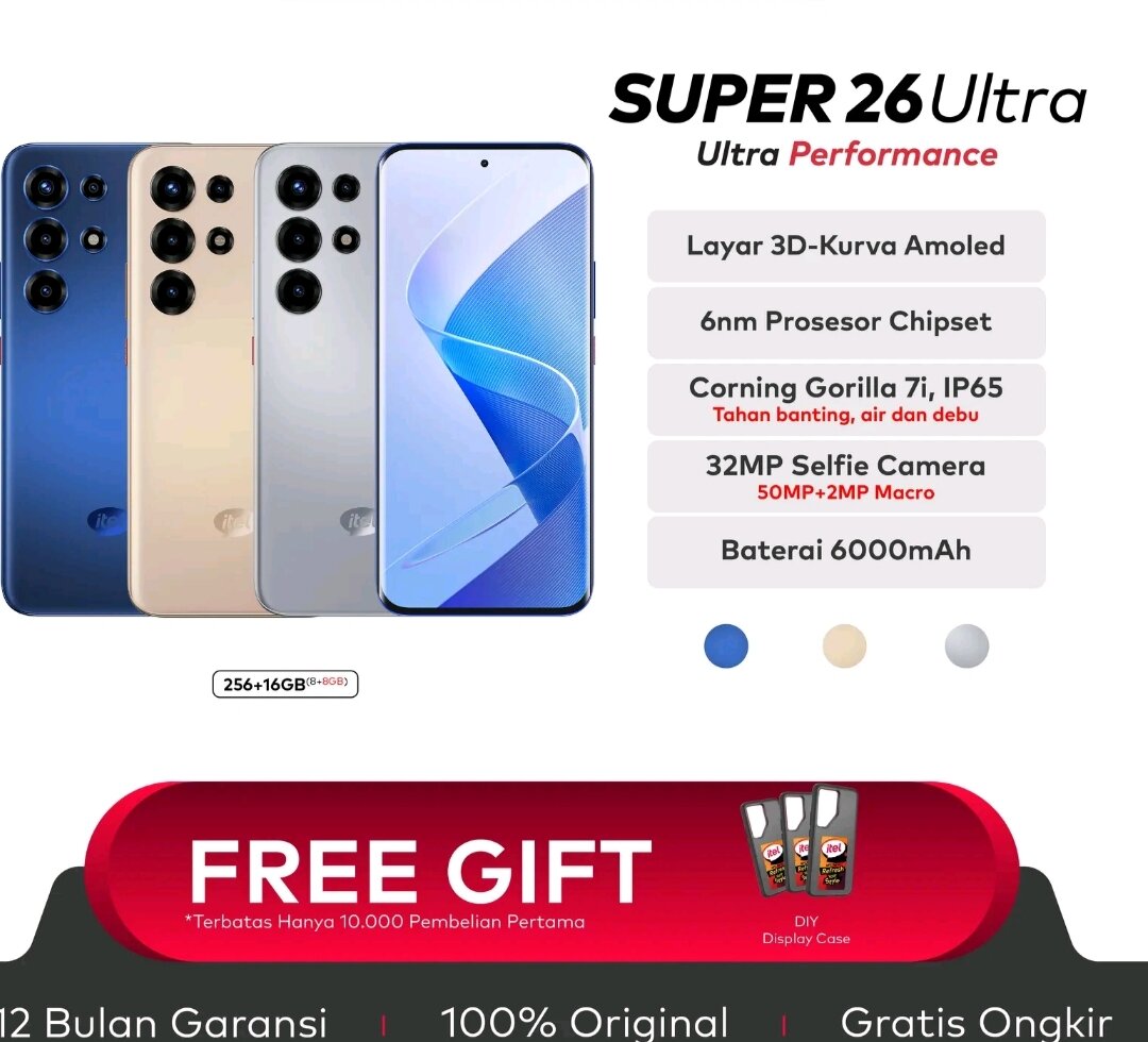 Itel S26 Ultra 8/256 8/128 Curved Amoled Screen Official Guarantee Free Case Giá 2,458,000 Đồng*Miễn phí vận chuyển