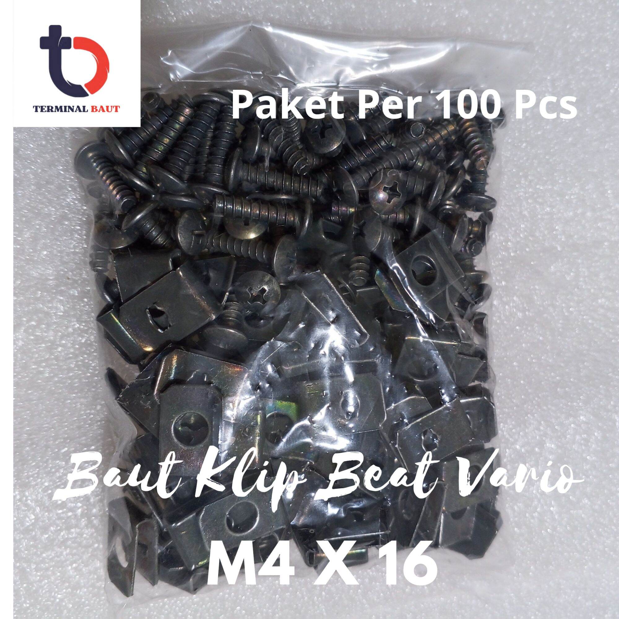 100 Pcs Baut Body Vario Beat Spacy 4x16 / Baut Klip all Honda Matik Harga 21,000 rupiah*Gratis Ongkir