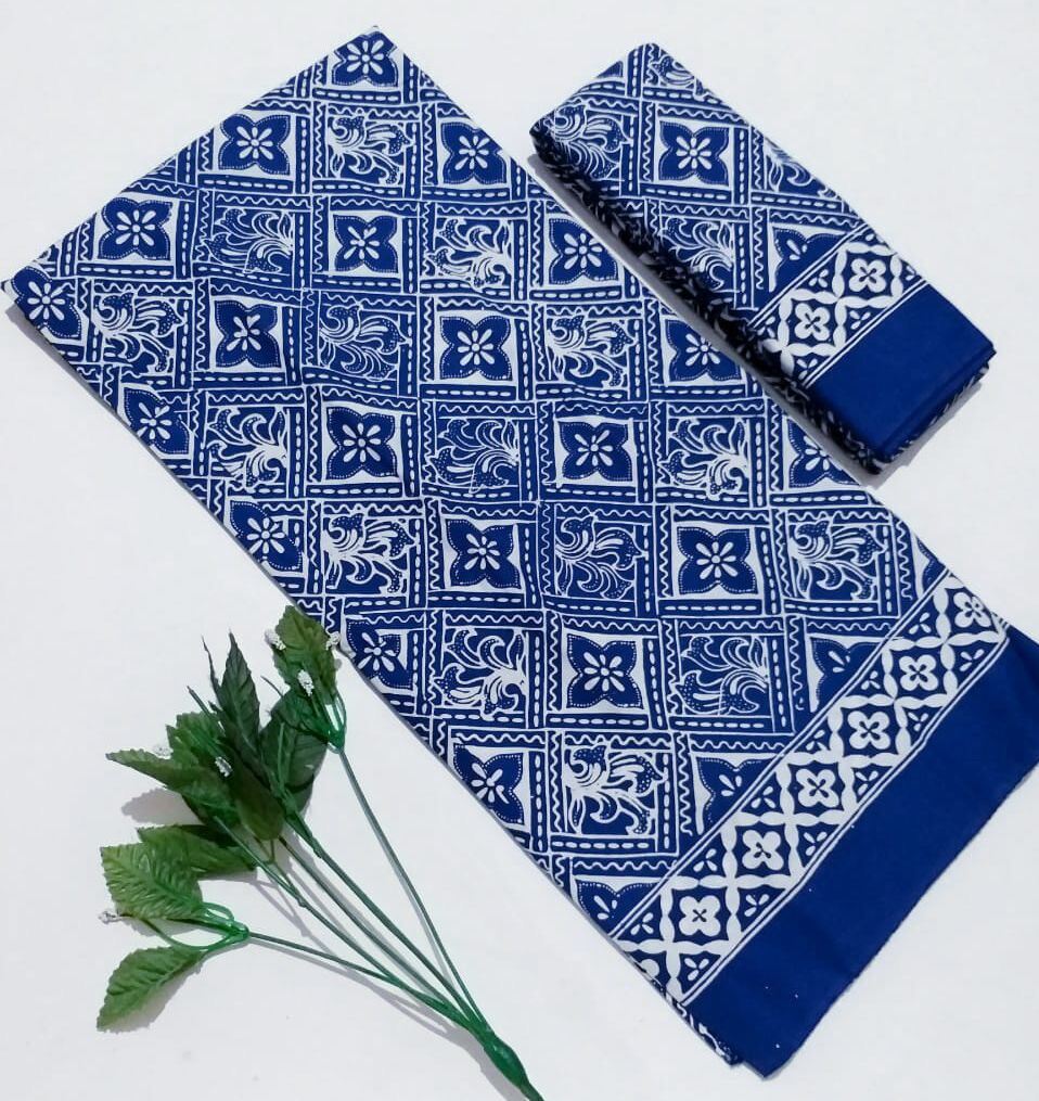 Kain Batik Cap Garutan Warna Biru Navy Kain Batik Seragaman Kain