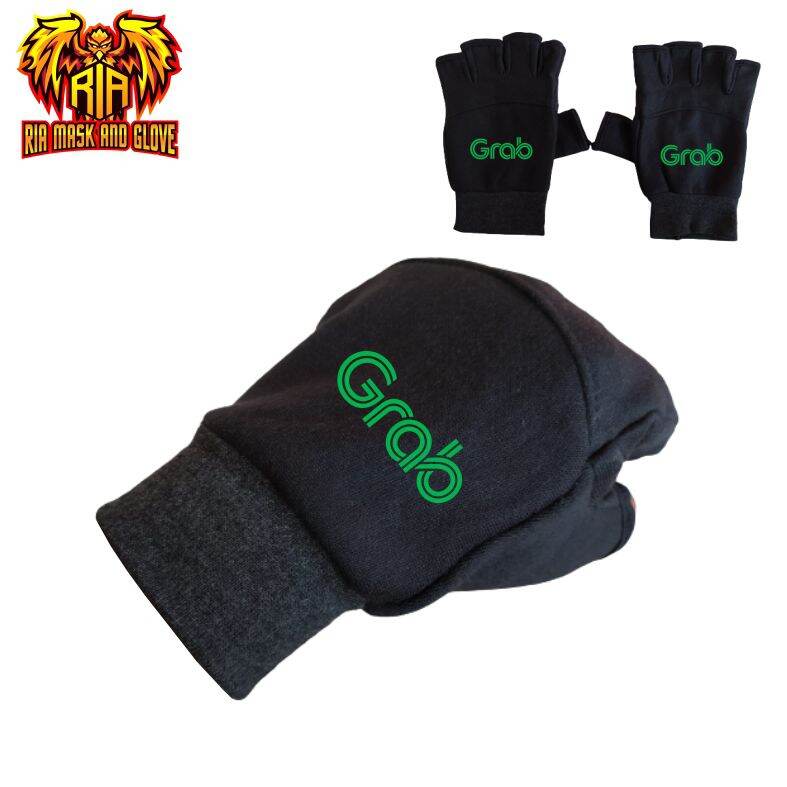 SARUNG TANGAN MOTOR TEBAL SETENGAH JARI Motif GRABB Harga  10,000 Ringgit*Penghantaran Percuma