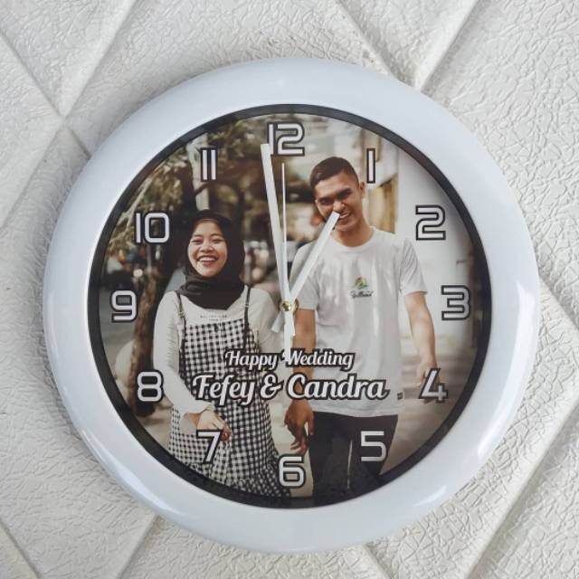 Ukuran diameter 30 cm Jam dinding kaca foto logo instansi sekolah partai kantor hadiah hadiah kado sou…