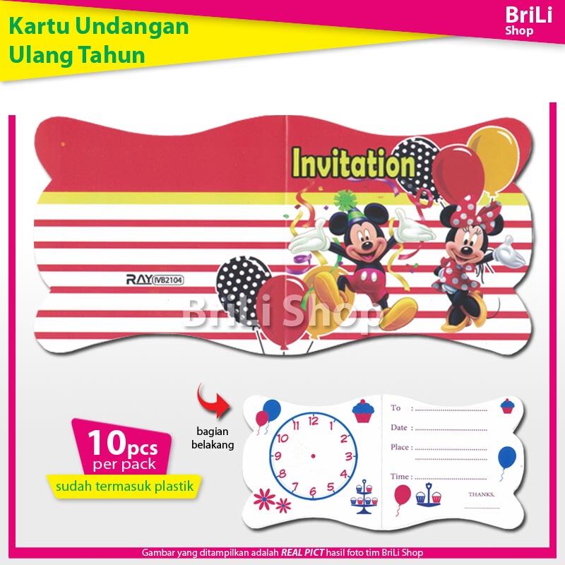 Kartu Undangan Ulang Tahun Anak Mickey Mouse Pesta Ultah Miki Mini