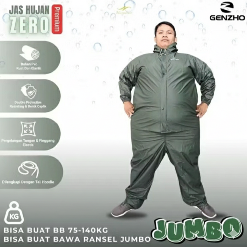 Jumbo Big Size Raincoat Genzho Adult Raincoat Jumbo Size Harga 15,985 rupiah*Gratis Ongkir