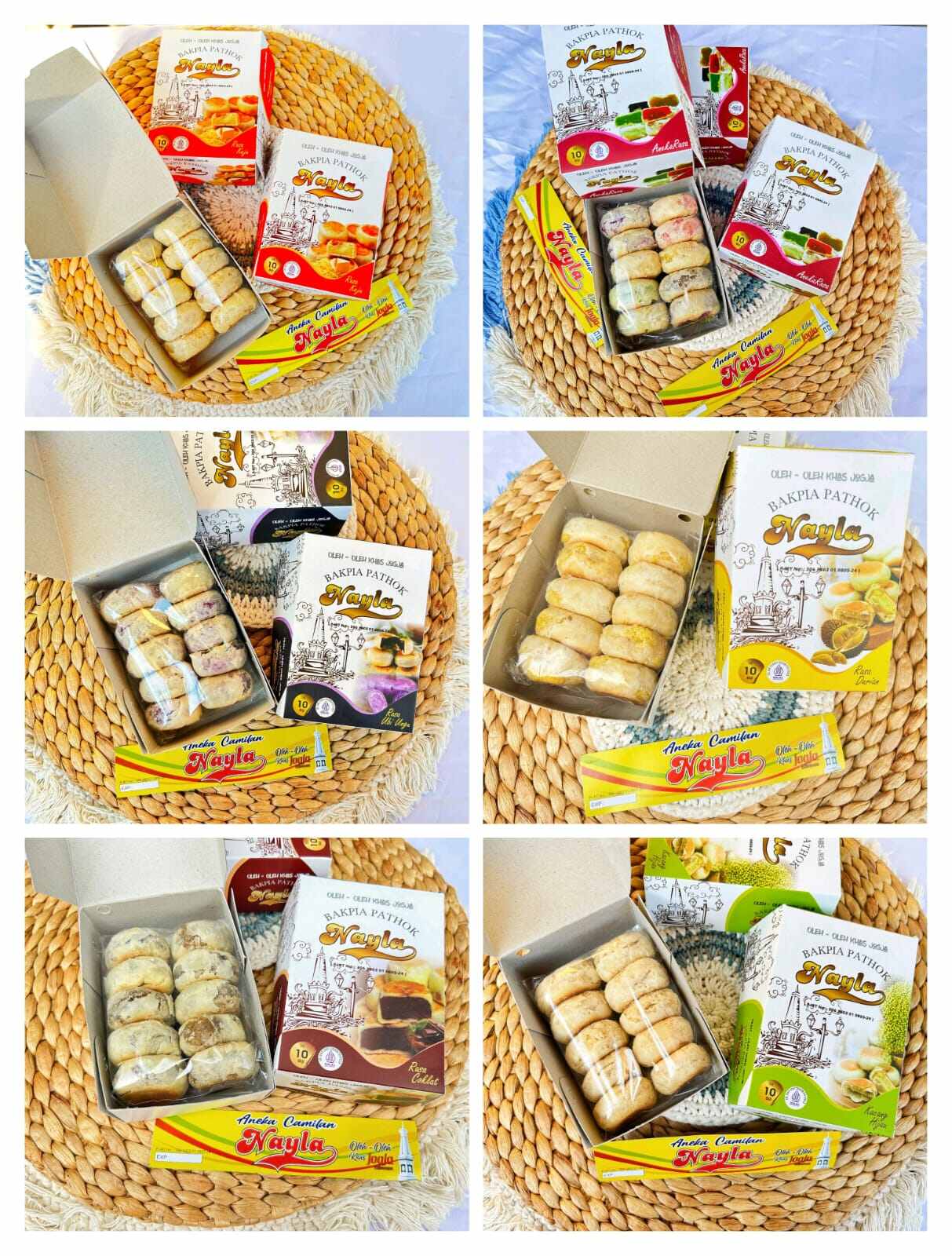 Package of 5 Boxes of Original Nayla Dry Pathok Bakpia Contains 10 Pcs Cheap Snacks as a Typical Yogya…