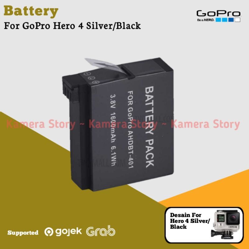 Baterai GoPro Hero 4 Silver Action Cam Battery Replacement GoPro Hero 4 ...