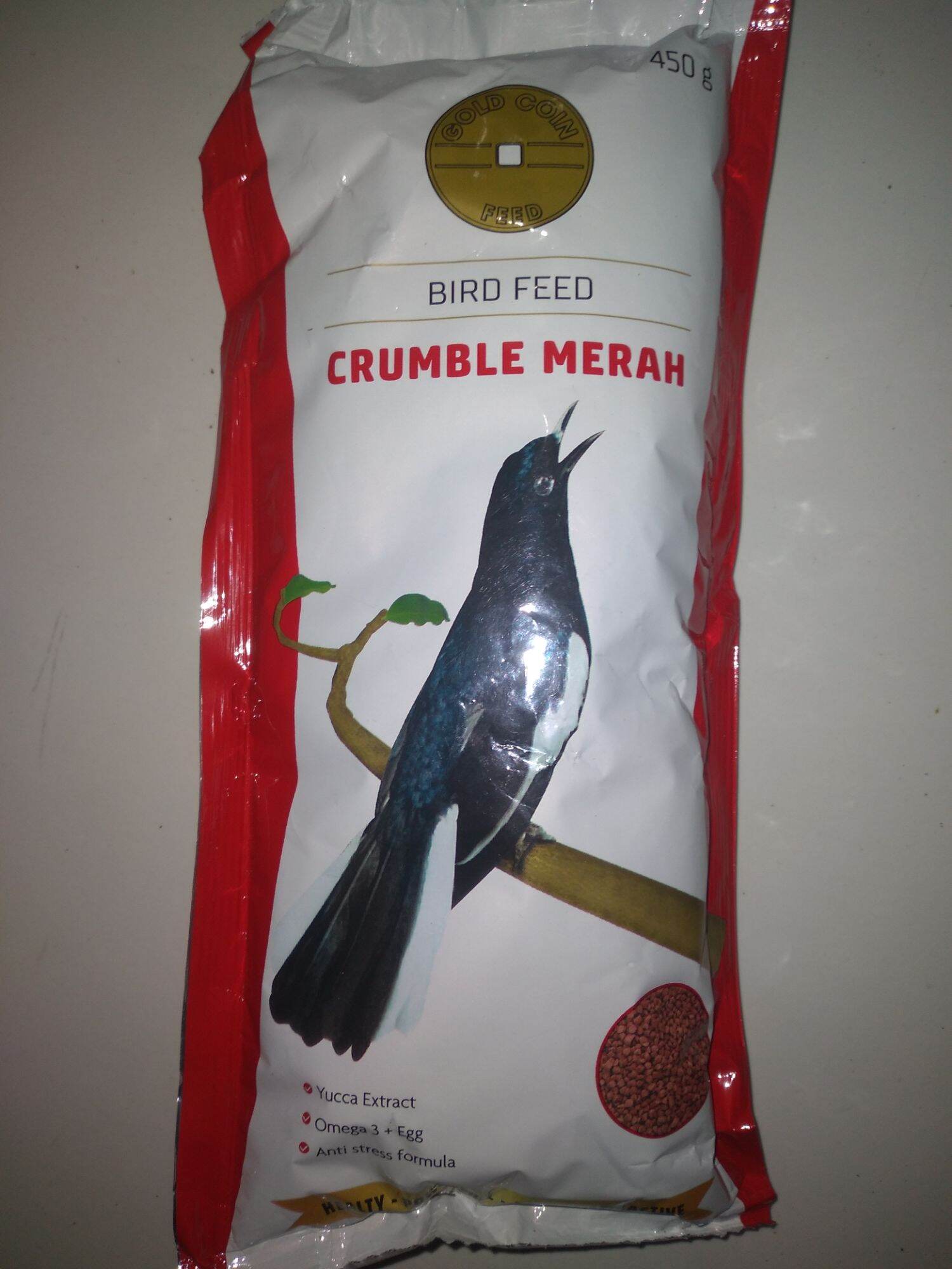 Gold Coin Classic Crumble Merah Gr Pakan Burung Kacer Murai Dll