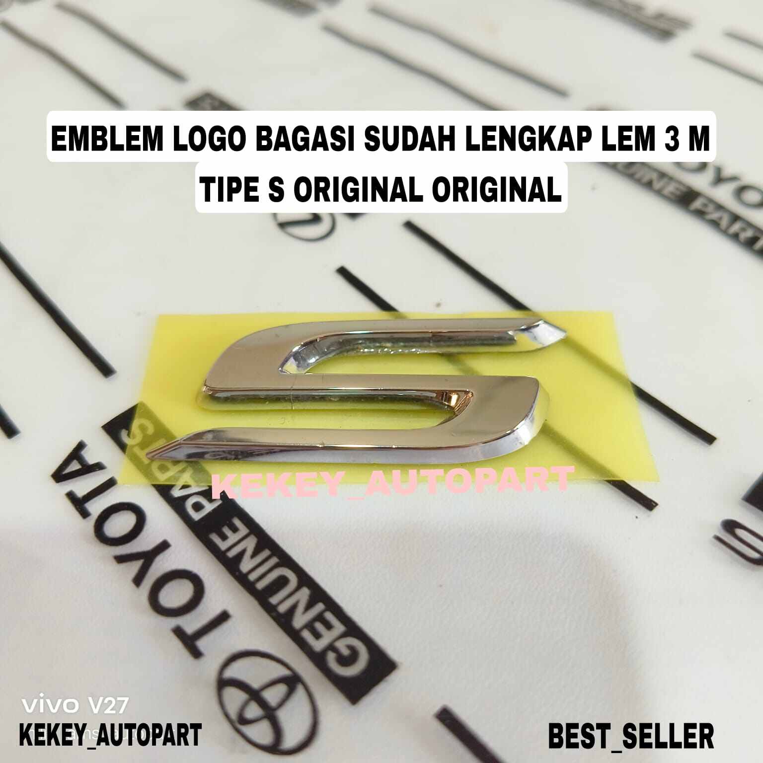 Emblem Logo Bagasi Tulisan Type S original Chrome Harga 50,000 rupiah*Gratis Ongkir
