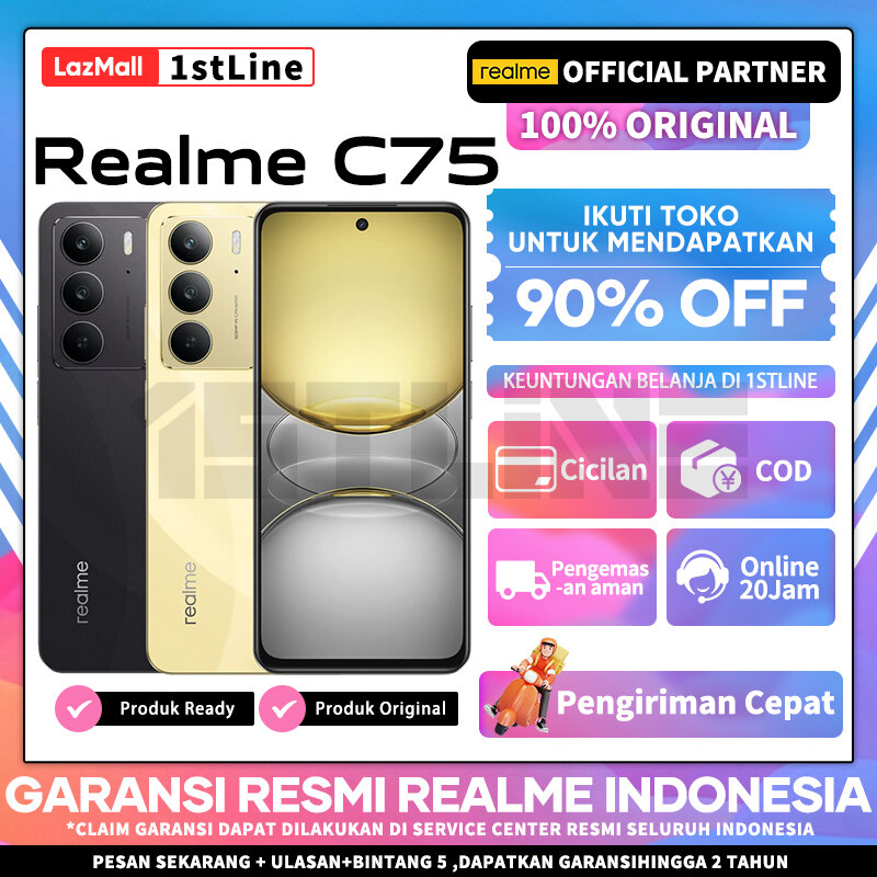 Realme C75 (8/128)(8/256) - Official Guarantee, Latest Realme Cellphone 2024 Original, Cod Available Harga  2,199,000 Ringgit*Penghantaran Percuma