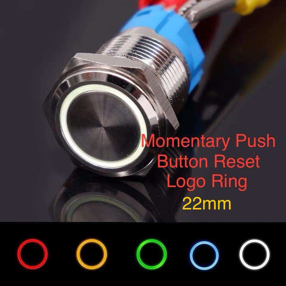Saklar Momentary 12V 24V 220V 22Mm Led Ring Logo Push Button Switch ...