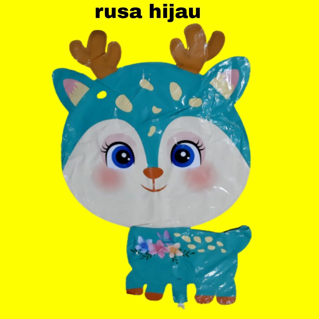 1pack Rusa Hijau (balon GAS/FOIL/TERBANG/KARAKTER ) Rusa Hijau