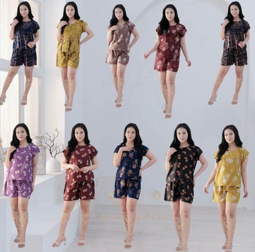 Package of 3Pcs Premium Rayon Pajama Sets Babydoll Women's Sleep Uniform Set Oneset Rayon Shorts with…