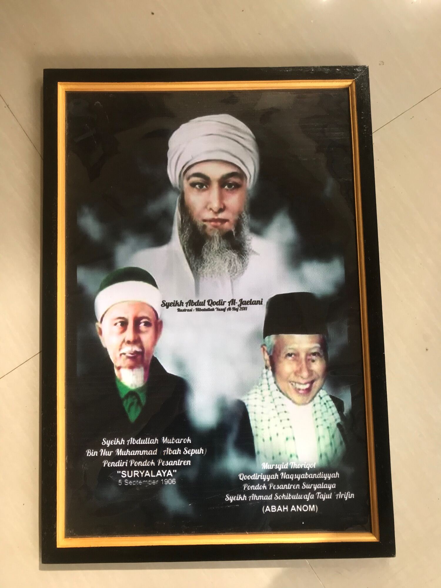 Hiasan dinding cetak Gambar syekh abdul qadir al-jailani plus ningkai