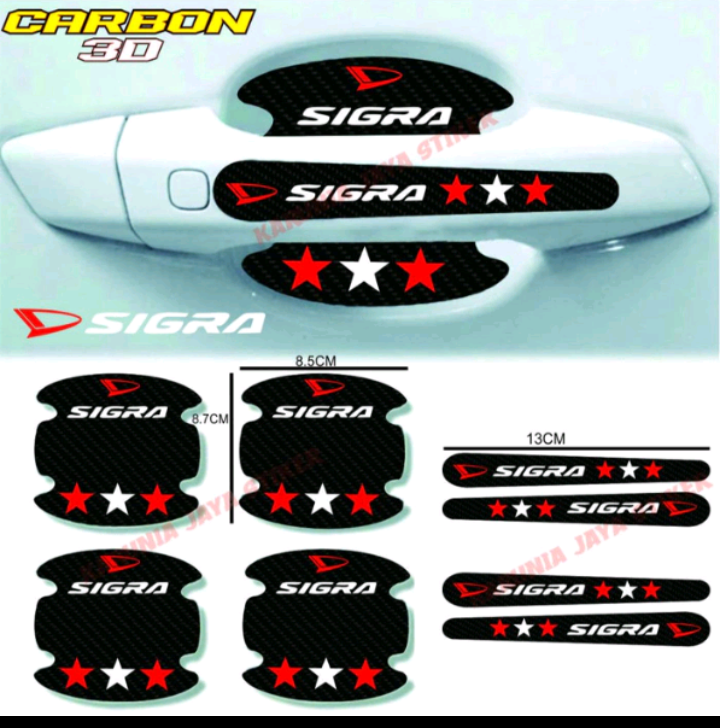 8pcs stiker carbon handle mobil Daihatsu SIGRA pelindung gagang pintu mobil universal Harga 25,000 rupiah*Gratis Ongkir