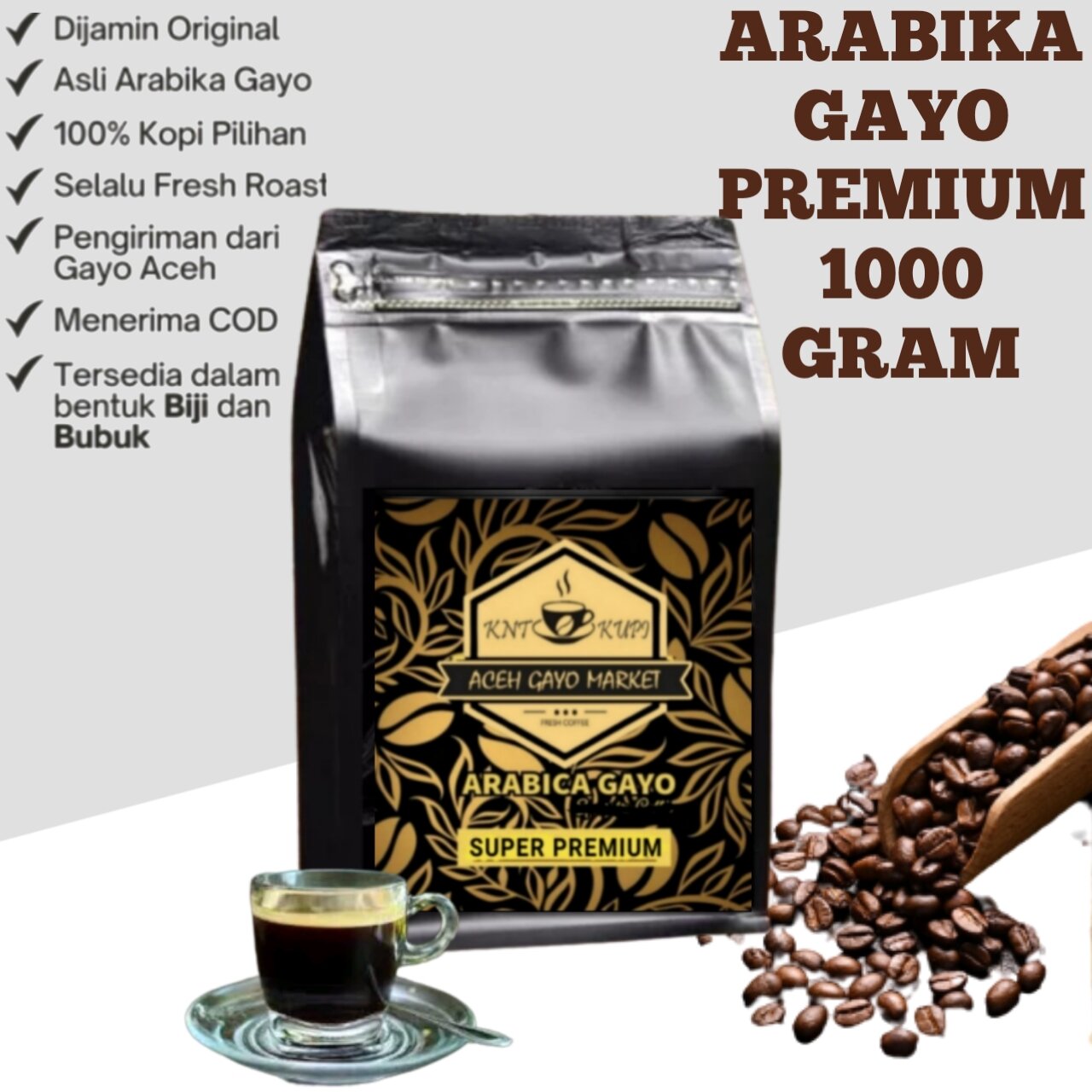 Premium arabica coffee powder original 1kg.